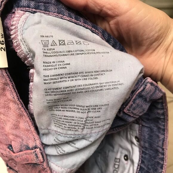 BDG pink tie-dye stud detail high-rise Dree Cheeky denim shorts 26 - Picture 5 of 5